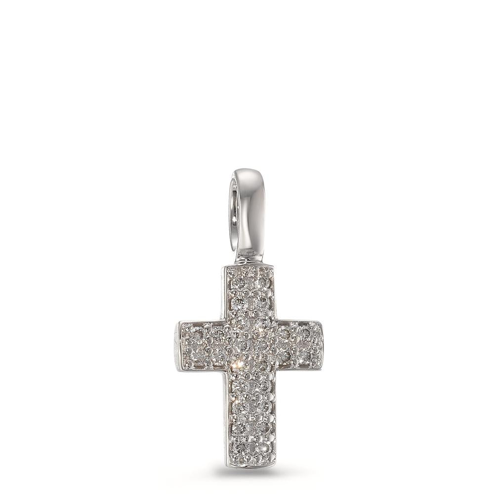 Pendentif Or blanc 18K Diamant 0.08 ct, 26 Pierres, brillant, w-si Croix