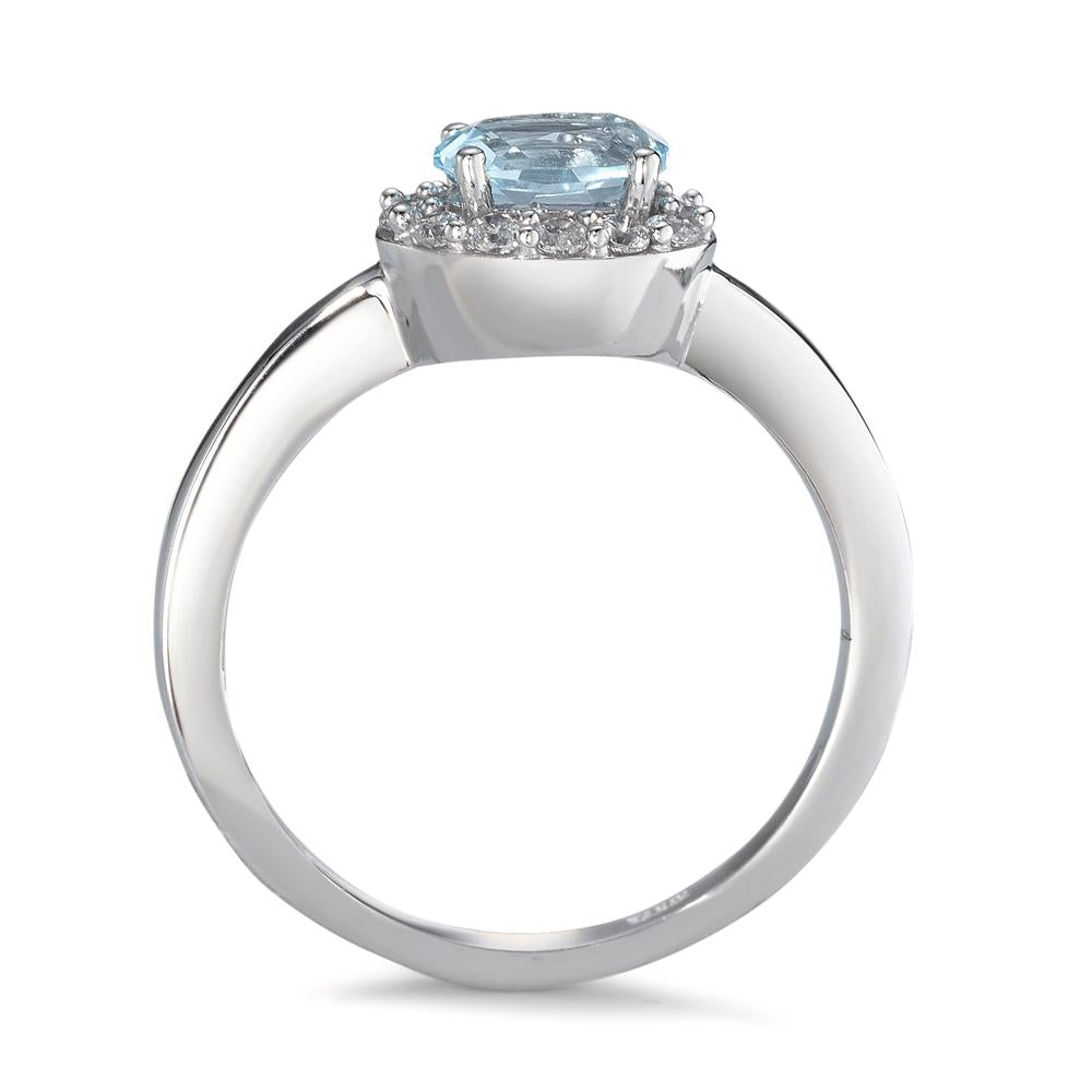 Bague Or blanc 9K Topaze bleu