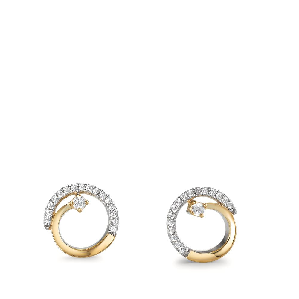 Clous d'oreilles Or jaune 9K Zircone 34 Pierres Ø9 mm