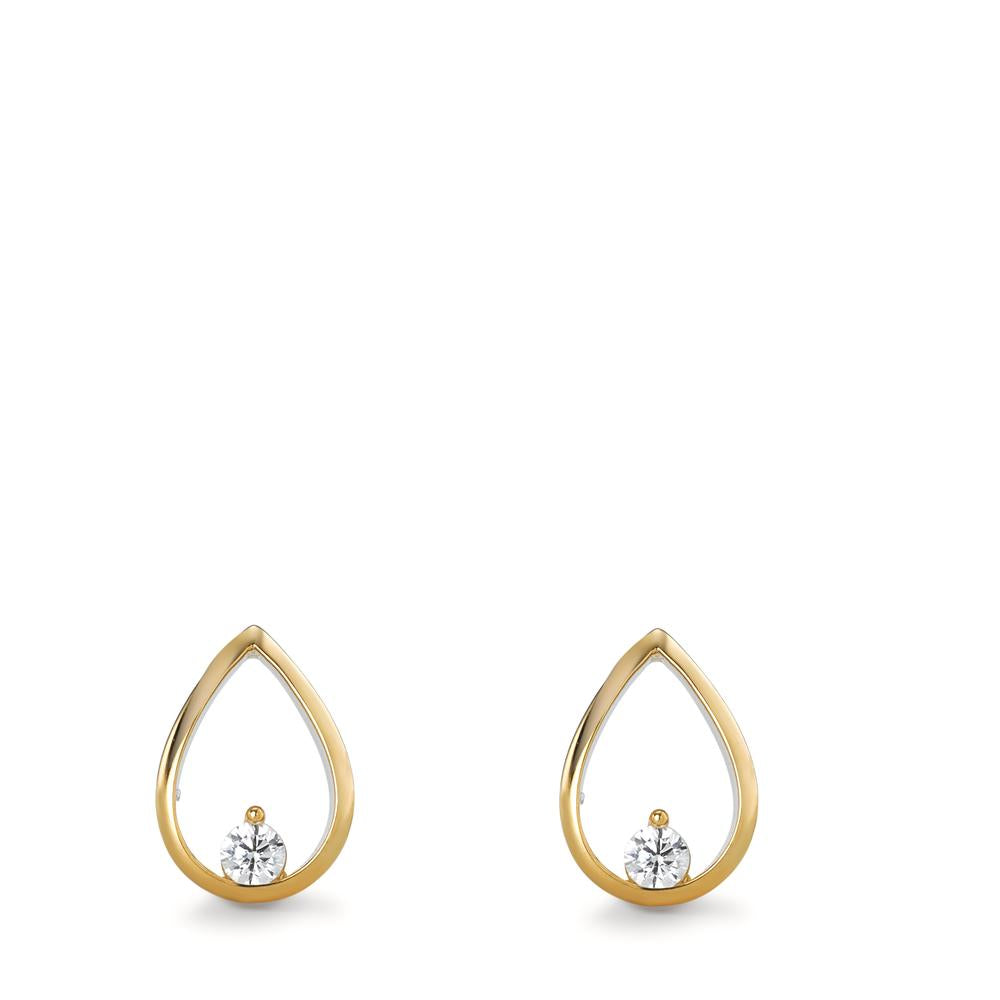 Clous d'oreilles Or jaune 9K Zircone 2 Pierres