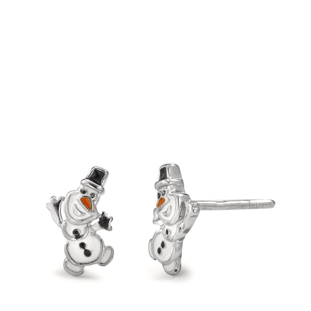 Clous d'oreilles Argent Rhodié Bonhomme de neige