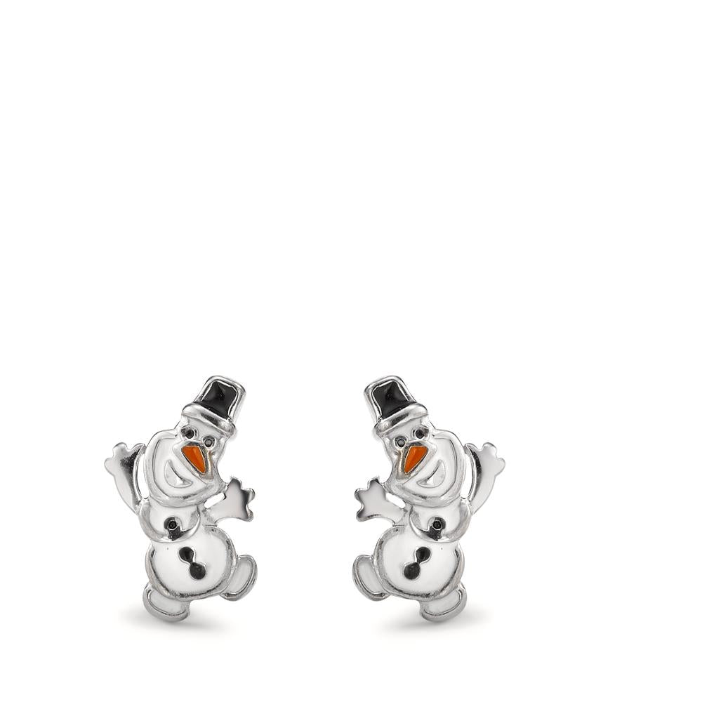 Clous d'oreilles Argent Rhodié Bonhomme de neige