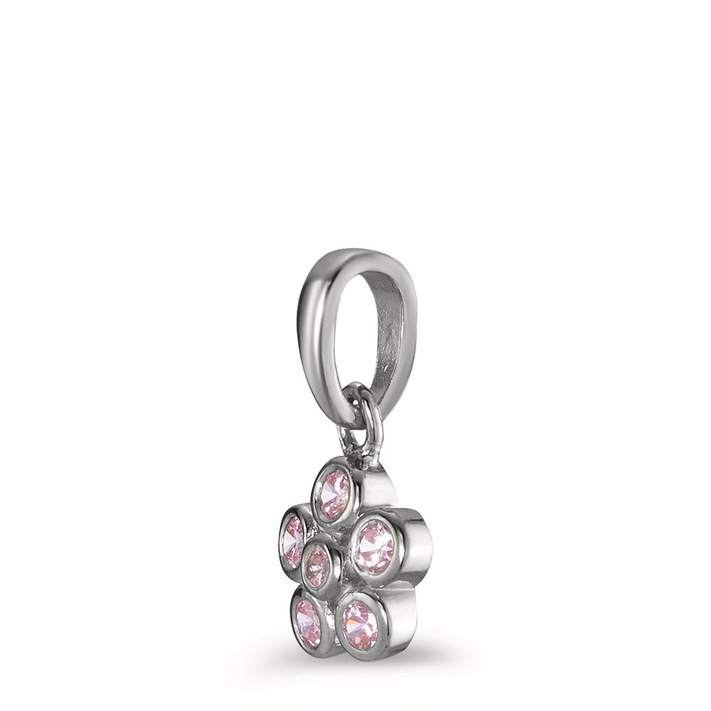 Pendentif Argent Zircone 6 Pierres Rhodié Fleur Ø7 mm