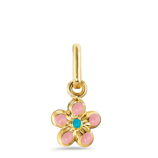 Pendentif Or jaune 9K Émaillé Fleur Ø6 mm