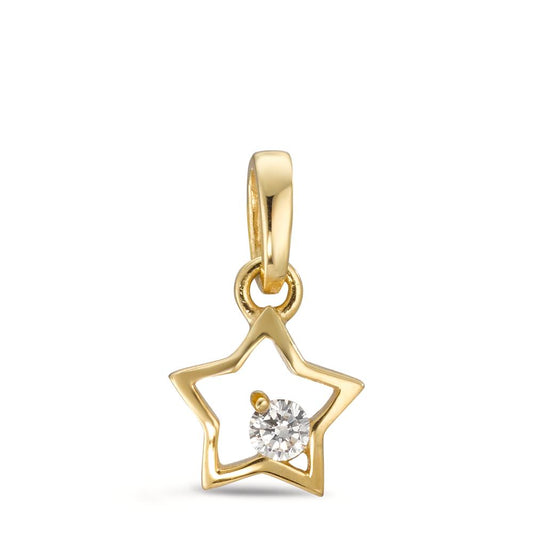 Pendentif Or jaune 9K Zircone Étoile Ø8 mm