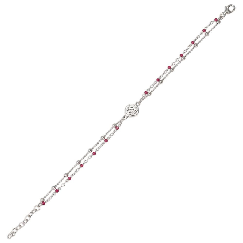 Bracelet Argent Zircone bordeaux, 14 Pierres Rhodié Rose 17-19 cm