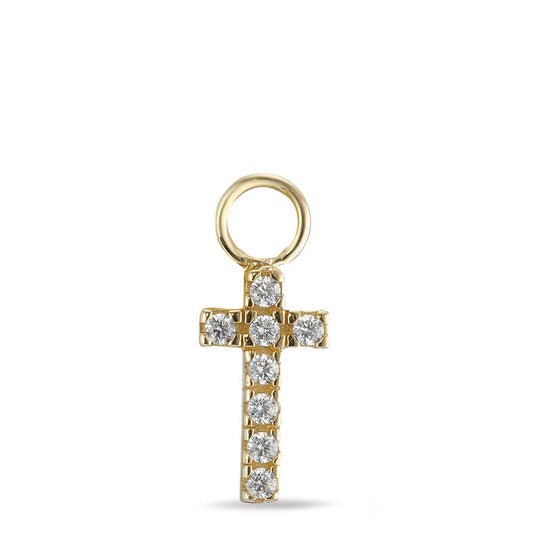 Charms Or jaune 18K Zircone 7 Pierres Croix