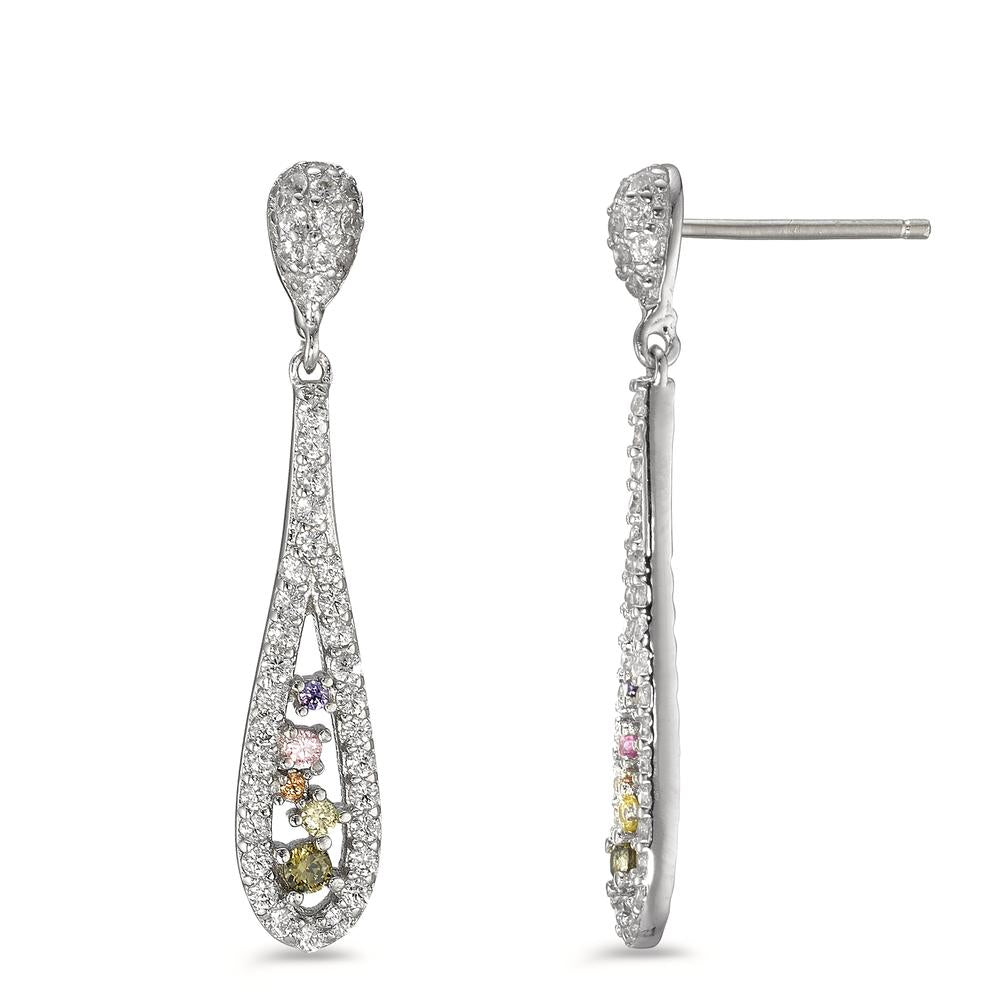 Pendant d'oreilles Argent Zircone coloré Rhodié