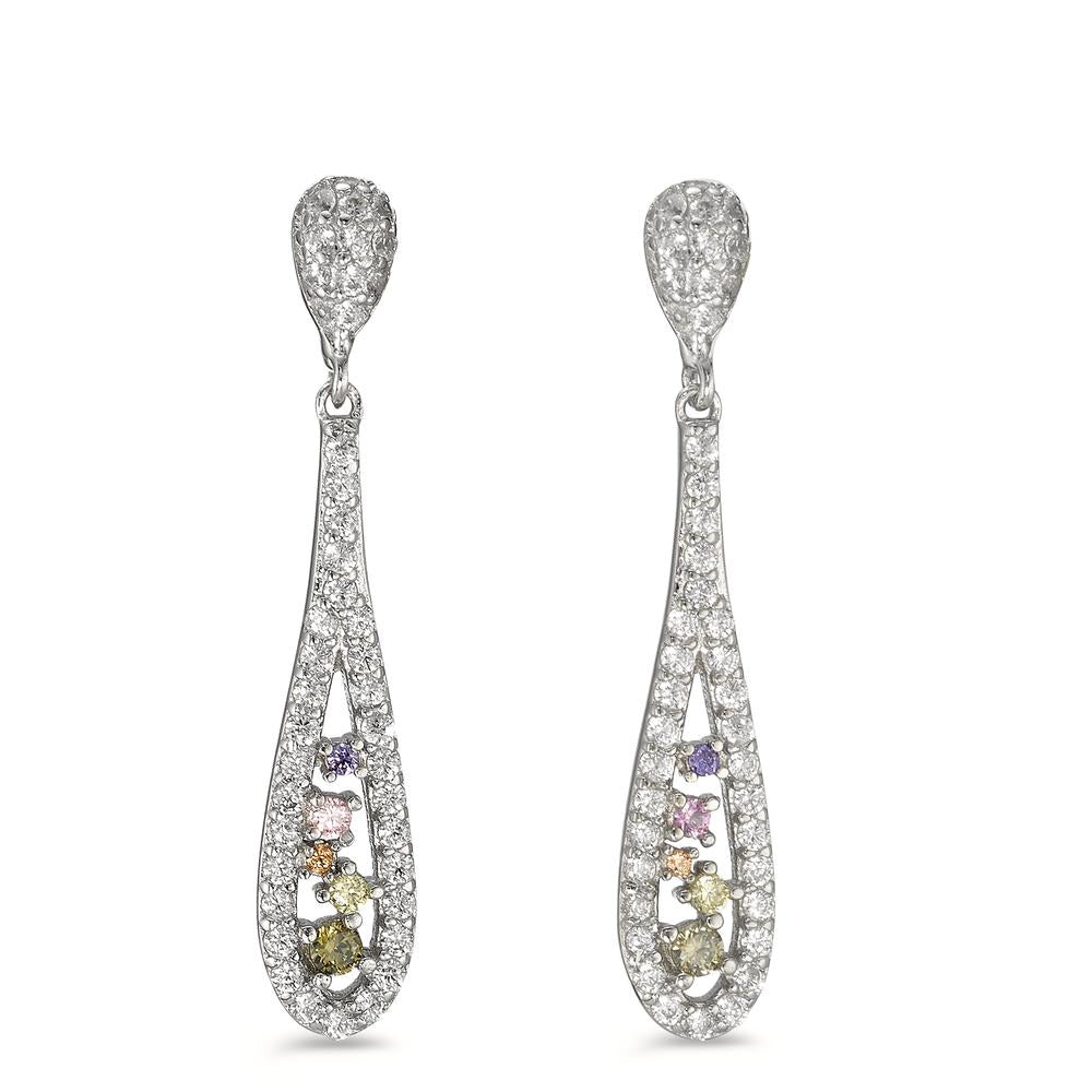 Pendant d'oreilles Argent Zircone coloré Rhodié