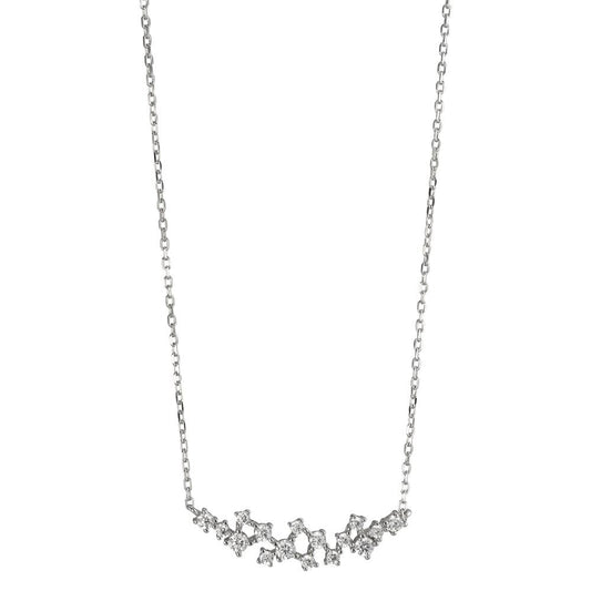 Collier Argent Zircone blanc, 16 Pierres Rhodié 39-44 cm