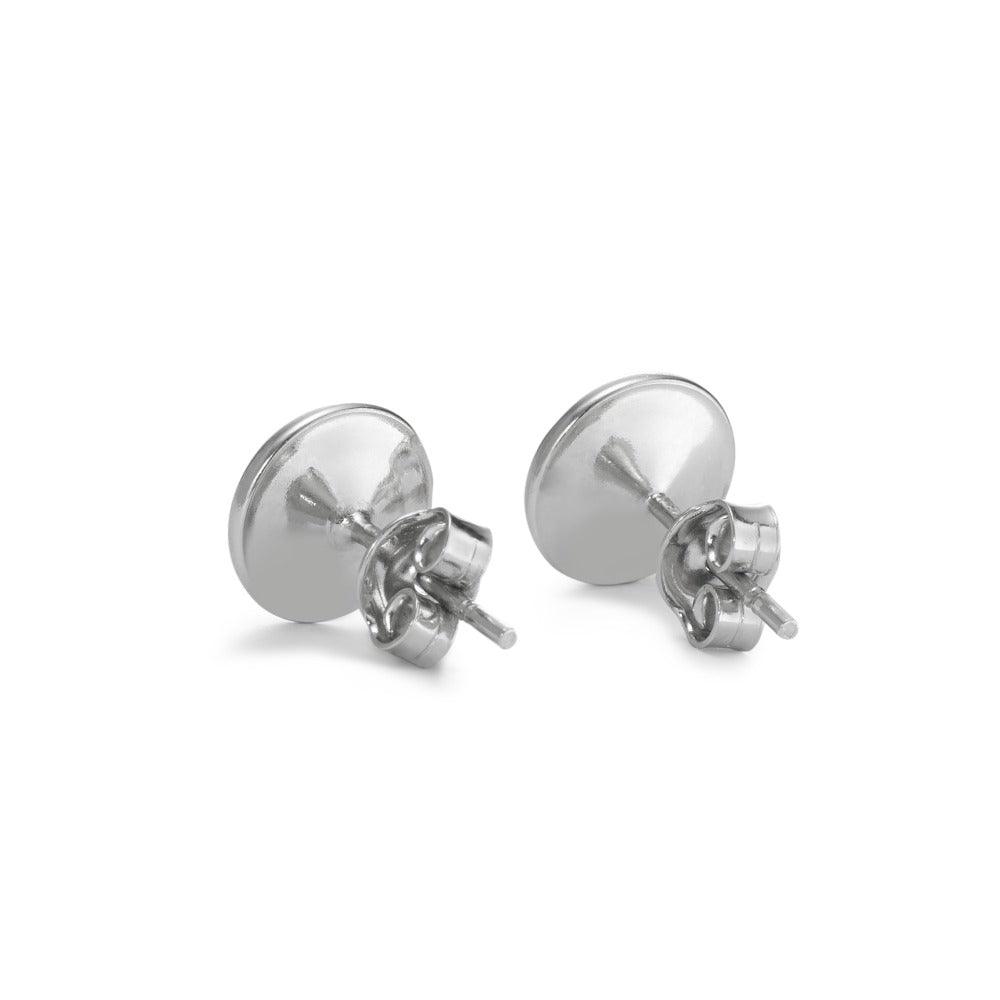 Clous d'oreilles Argent Zircone blanc, 2 Pierres Rhodié Pierre du Mois Ø9 mm