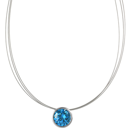 Collier Acier inoxydable Zircone bleu 42 cm Ø13 mm