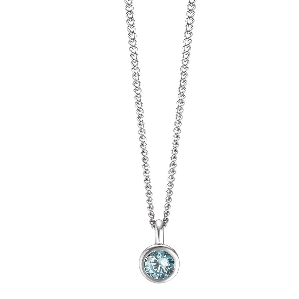 Chaînette avec pendentif Acier inoxydable Zircone bleu 42 cm Ø7 mm