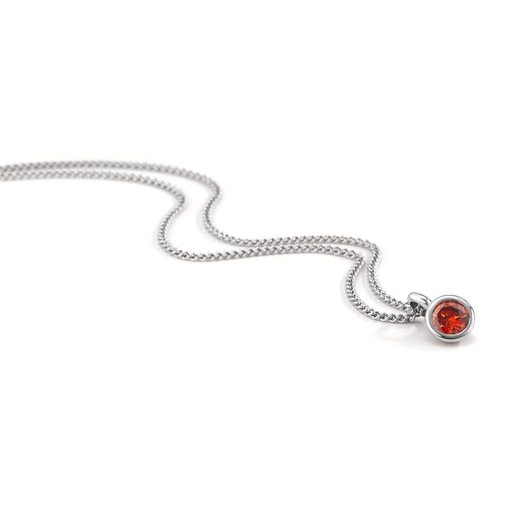 Chaînette avec pendentif Acier inoxydable Zircone orange 42 cm Ø7 mm