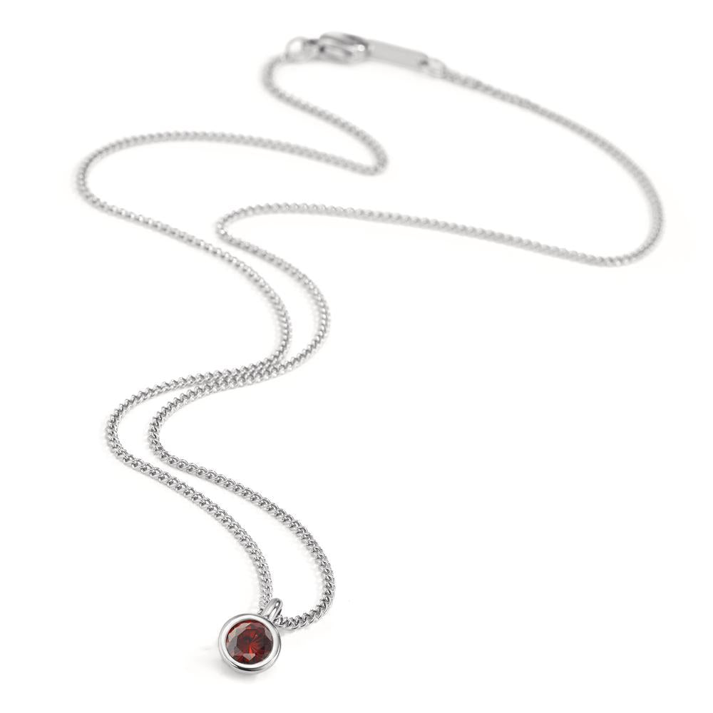 Chaînette avec pendentif Acier inoxydable Zircone rouge 42 cm Ø7 mm