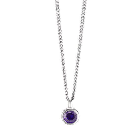 Chaînette avec pendentif Acier inoxydable Zircone violet 42 cm Ø7 mm