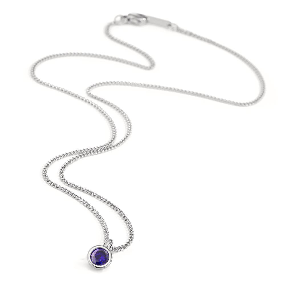 Chaînette avec pendentif Acier inoxydable Zircone violet 42 cm Ø7 mm