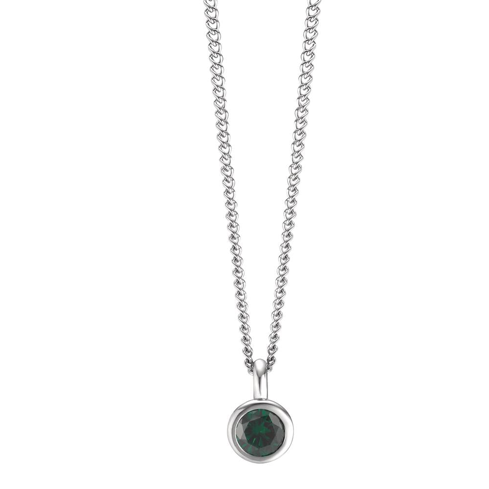 Chaînette avec pendentif Acier inoxydable Zircone vert 42 cm Ø7 mm