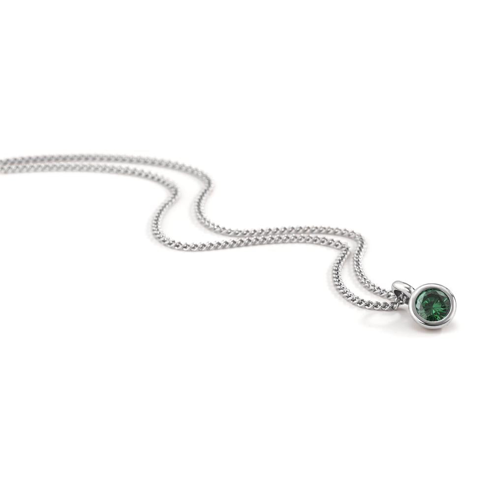 Chaînette avec pendentif Acier inoxydable Zircone vert 42 cm Ø7 mm