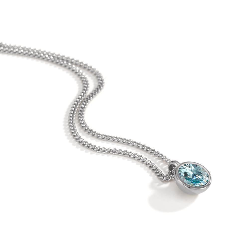 Chaînette avec pendentif Acier inoxydable Zircone bleu 42 cm Ø9.5 mm