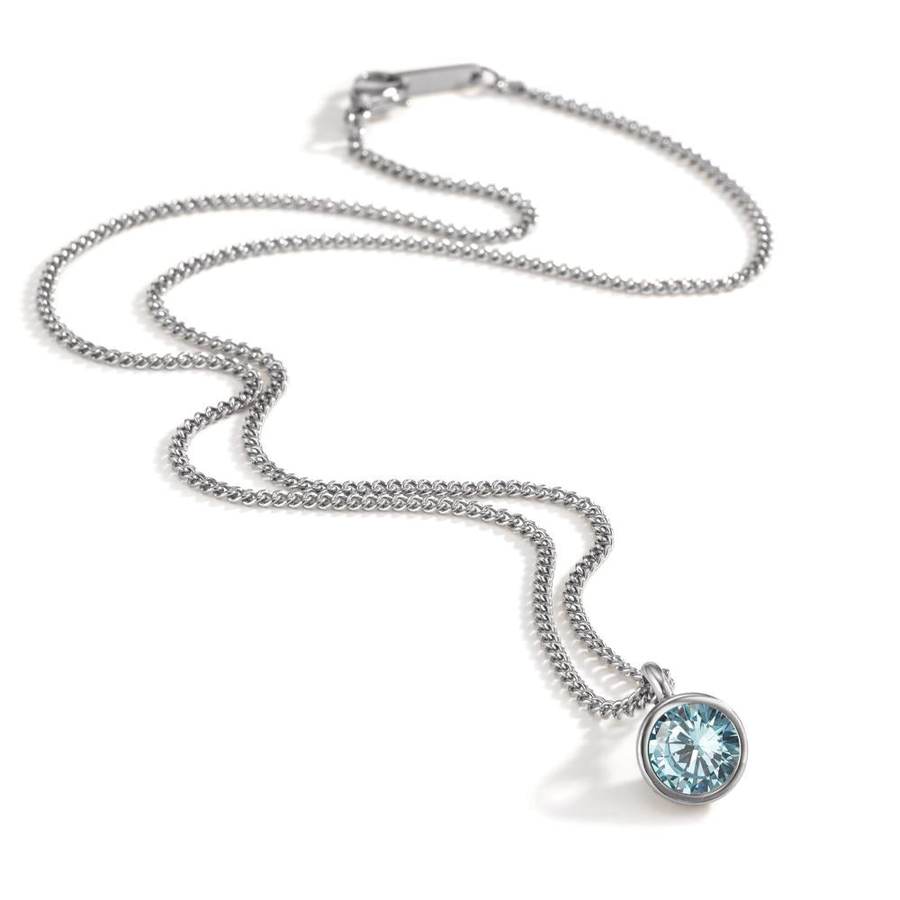 Chaînette avec pendentif Acier inoxydable Zircone bleu 42 cm Ø9.5 mm