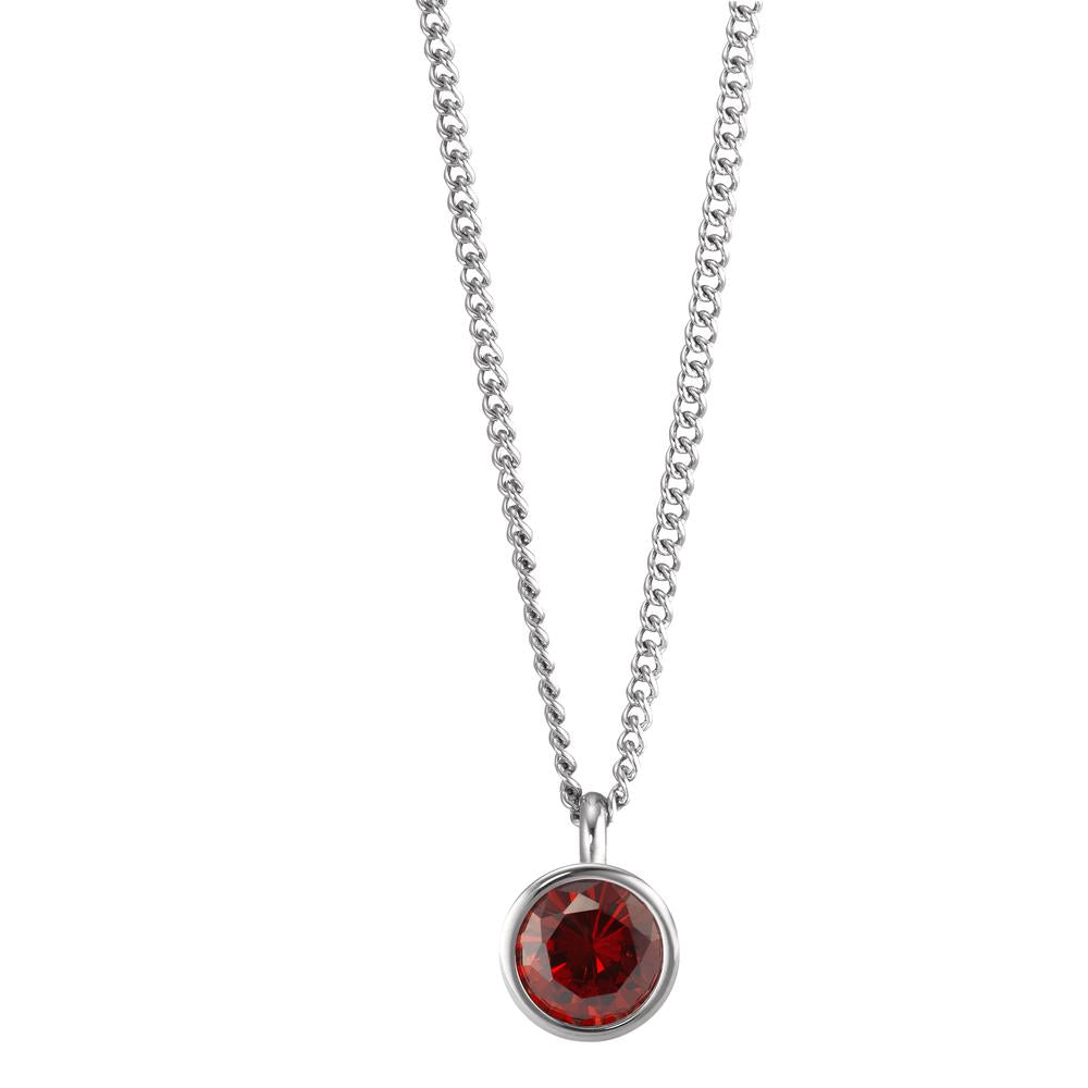 Chaînette avec pendentif Acier inoxydable Zircone rouge 42 cm Ø9.5 mm