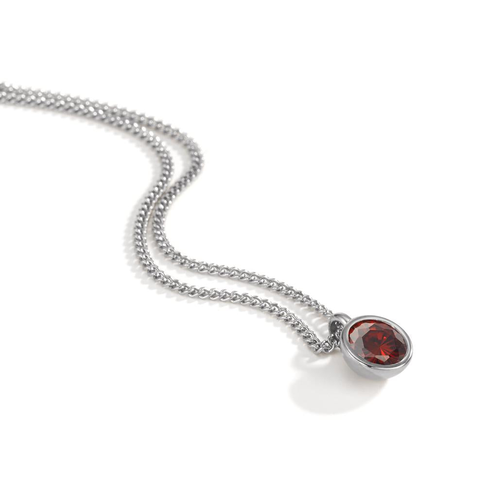 Chaînette avec pendentif Acier inoxydable Zircone rouge 42 cm Ø9.5 mm