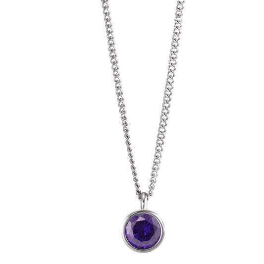 Chaînette avec pendentif Acier inoxydable Zircone violet 42 cm Ø9.5 mm