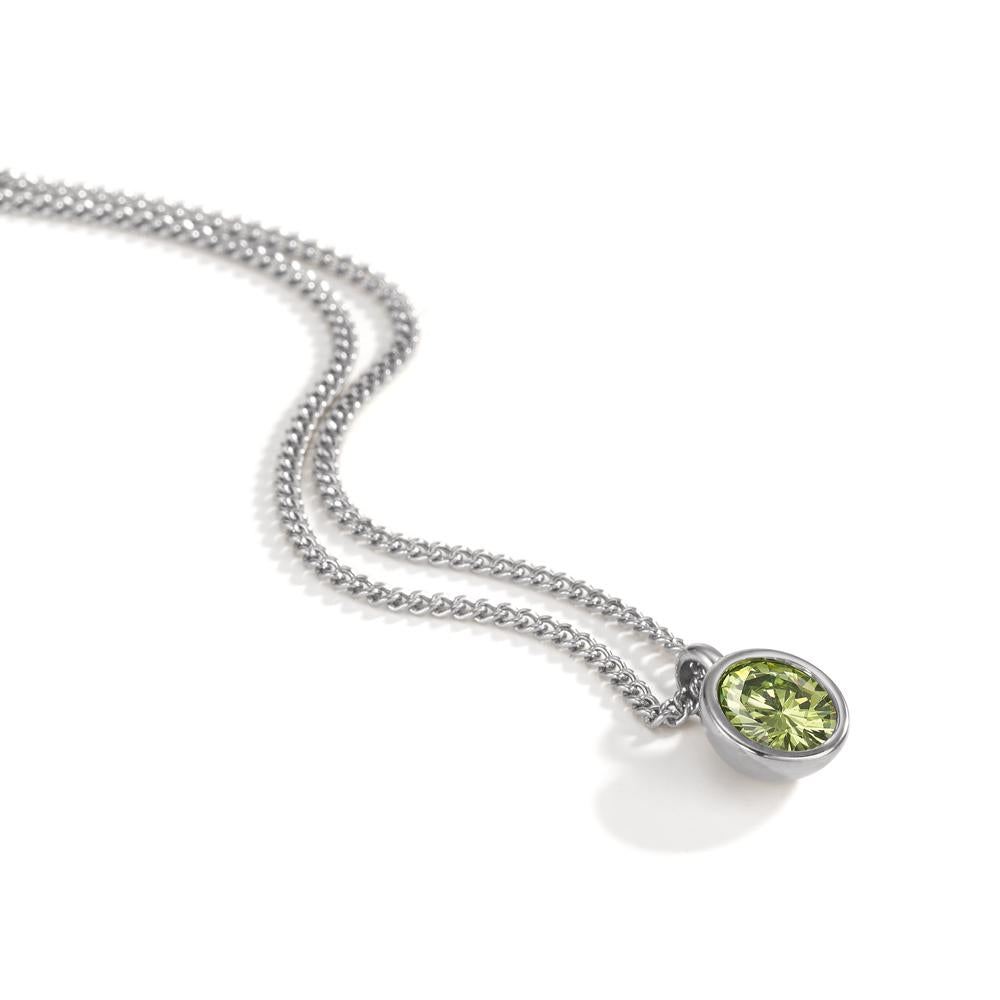 Chaînette avec pendentif Acier inoxydable Zircone vert 42 cm Ø9.5 mm