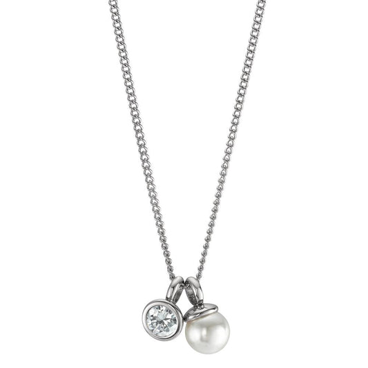 Chaînette avec pendentif Acier inoxydable Zircone blanc 45 cm Ø7 mm