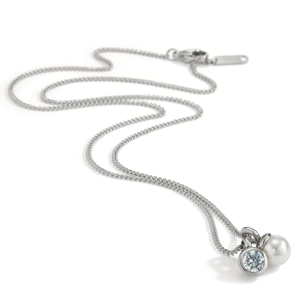 Chaînette avec pendentif Acier inoxydable Zircone blanc 45 cm Ø7 mm