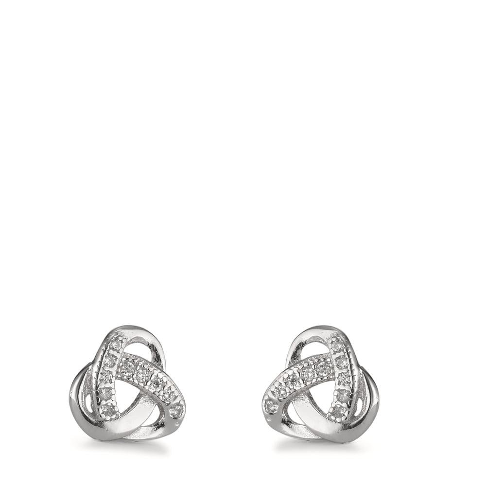 Clous d'oreilles Argent Zircone 20 Pierres Rhodié Ø8 mm