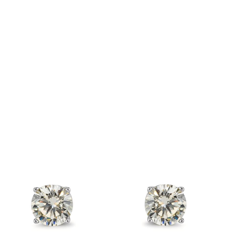 Clous d'oreilles Argent Zircone champagne, 2 Pierres Rhodié Ø6 mm