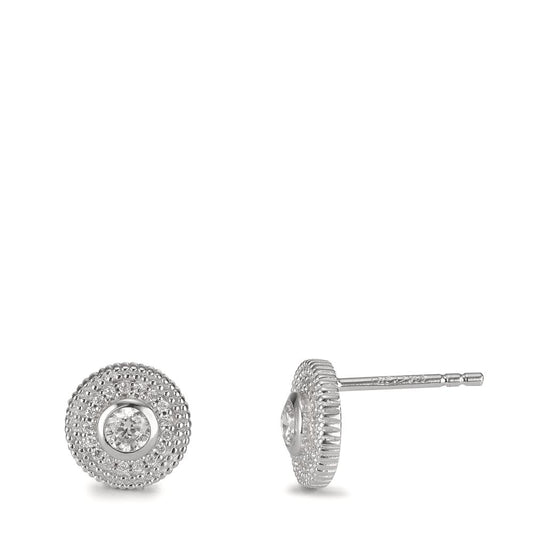 Clous d'oreilles Argent Zircone Rhodié Ø8 mm