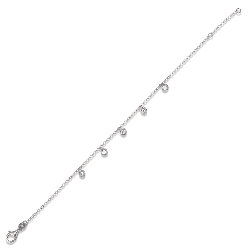 Bracelet Argent Zircone 5 Pierres Rhodié 16-18 cm