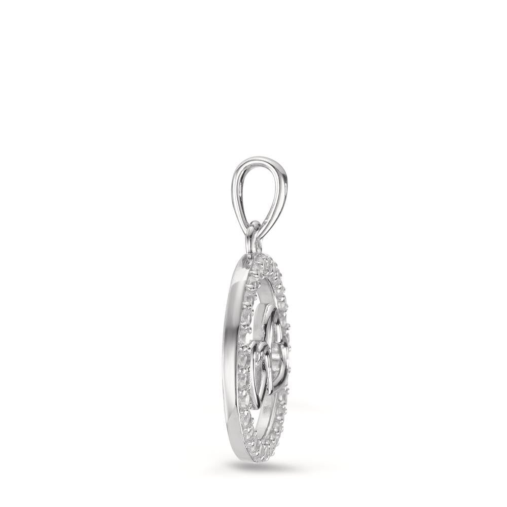 Pendentif Argent Zircone Rhodié Coeur Ø16 mm