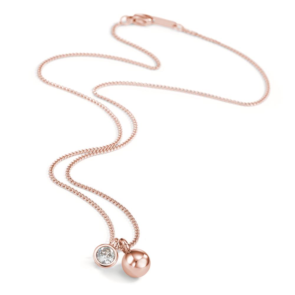 Collier Acier inoxydable Zircone rosé PVD 45 cm Ø8 mm