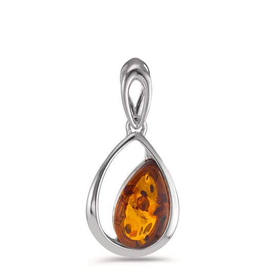 Pendentif Argent Ambre Rhodié