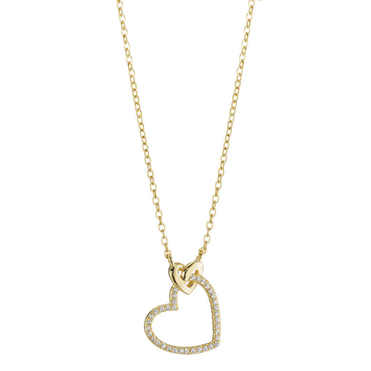 Collier Argent Zircone jaune Plaqué or Coeur 40-45 cm