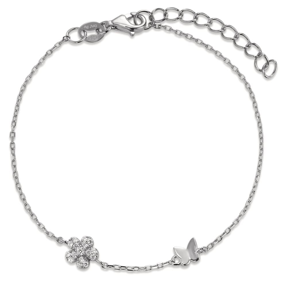 Bracelet Argent Zircone 6 Pierres Rhodié Fleur 16-19 cm