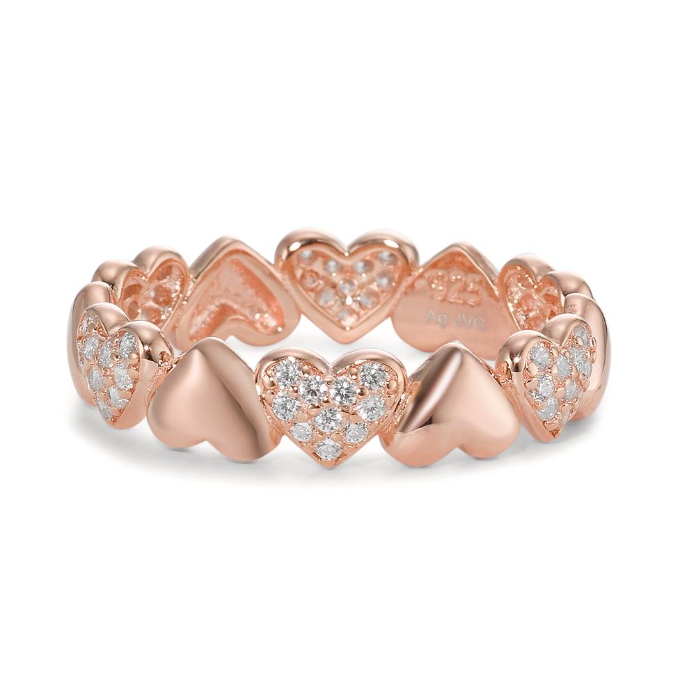 Bague Argent Zircone rosé Plaqué or Coeur