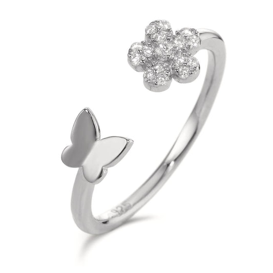 Bague Argent Zircone Rhodié Fleur