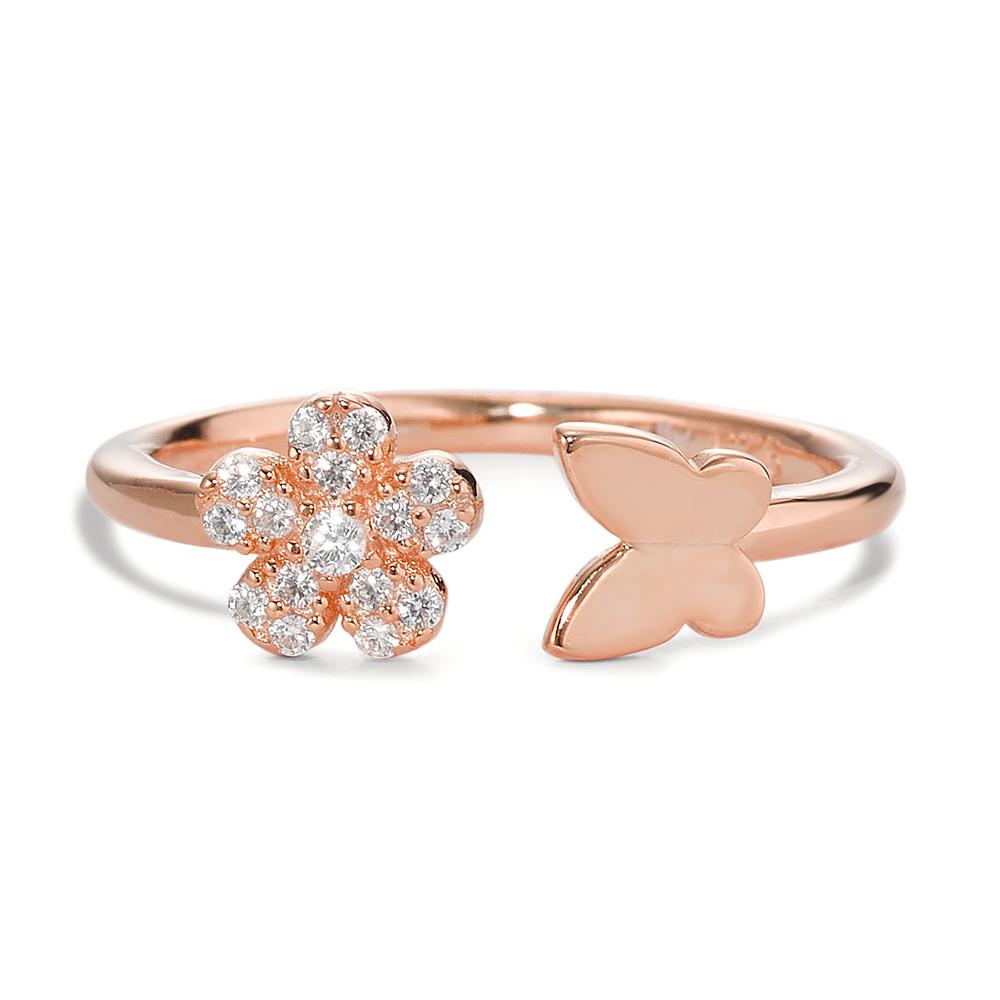 Bague Argent Zircone 6 Pierres rosé Plaqué or Fleur