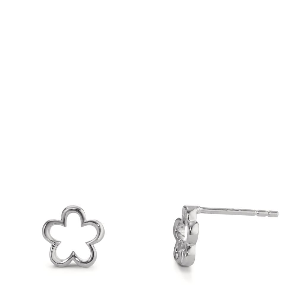 Clous d'oreilles Argent Rhodié Fleur Ø8 mm