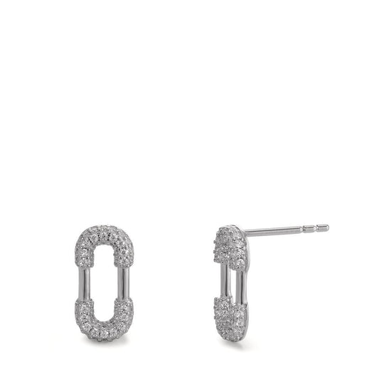 Clous d'oreilles Argent Zircone bleu clair Rhodié