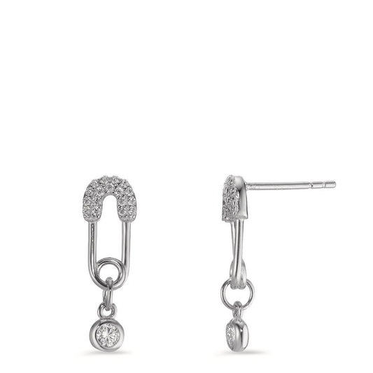 Pendant d'oreilles Argent Zircone Rhodié