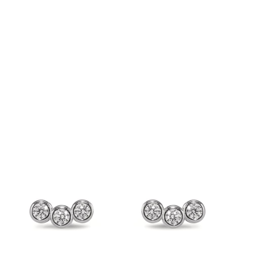 Clous d'oreilles Argent Zircone 6 Pierres Rhodié