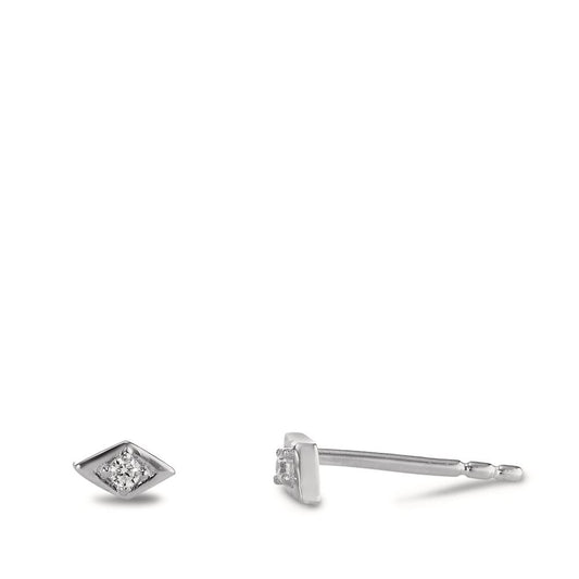 Clous d'oreilles Argent Zircone 2 Pierres Rhodié