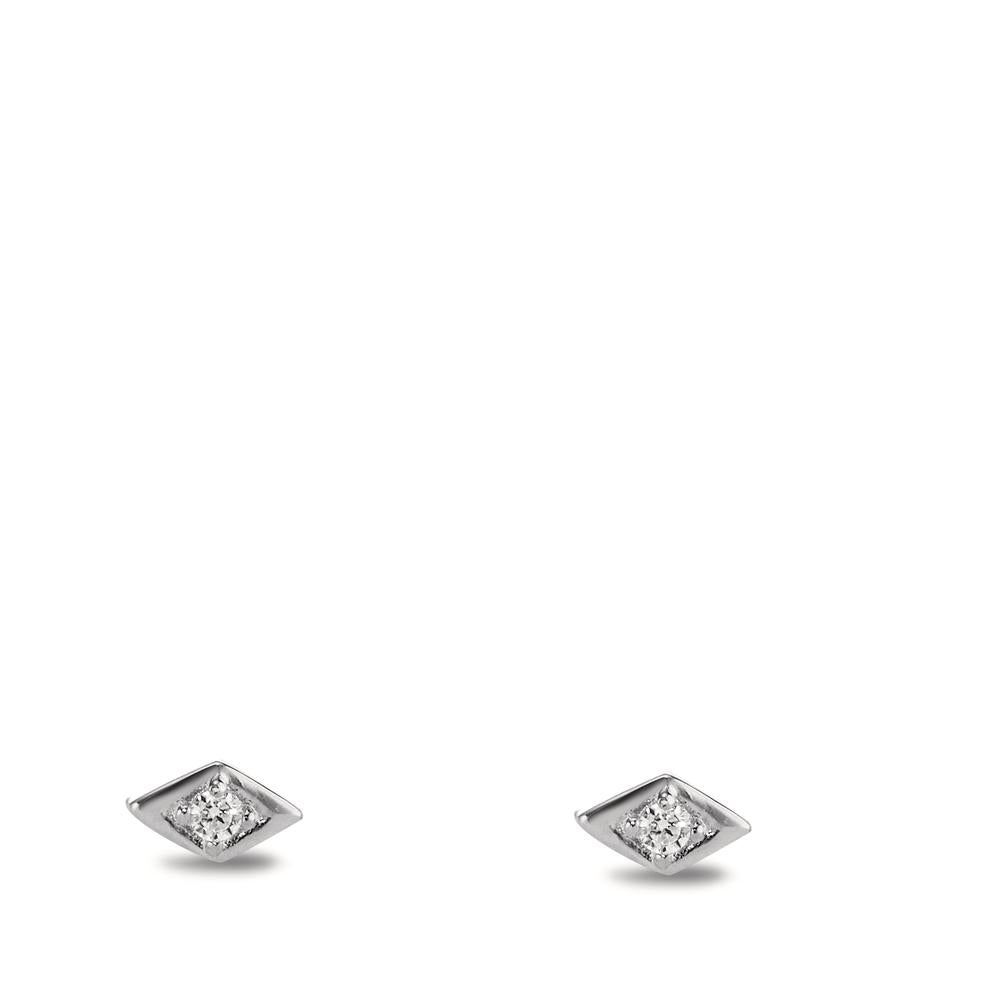 Clous d'oreilles Argent Zircone 2 Pierres Rhodié