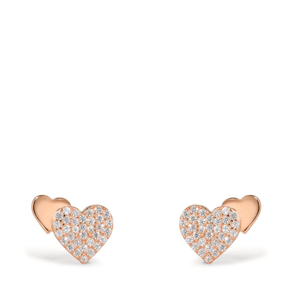 Clous d'oreilles Argent Zircone rosé Plaqué or Coeur